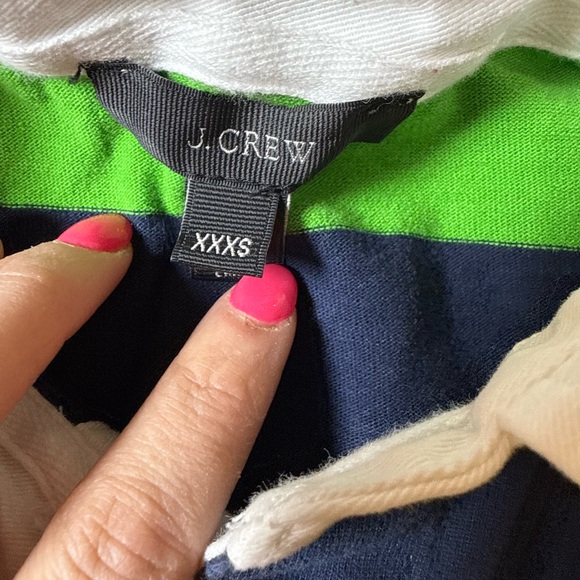 J.Crew Women’s XXXS Green & Navy Striped Rugby Shirt 100% Cotton - Picture 5 of 6